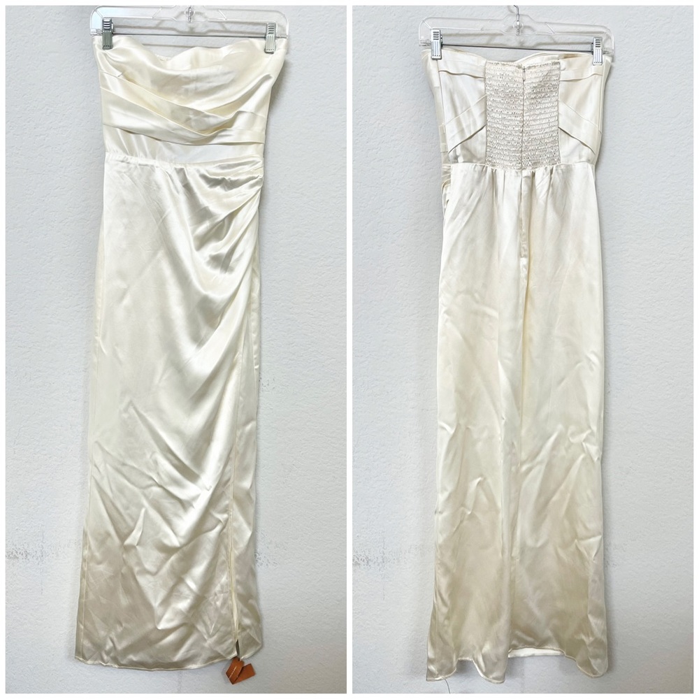 Reformation Barrow Silk Dress Strapless Gown Ivory Size 0 - Picture 4 of 6